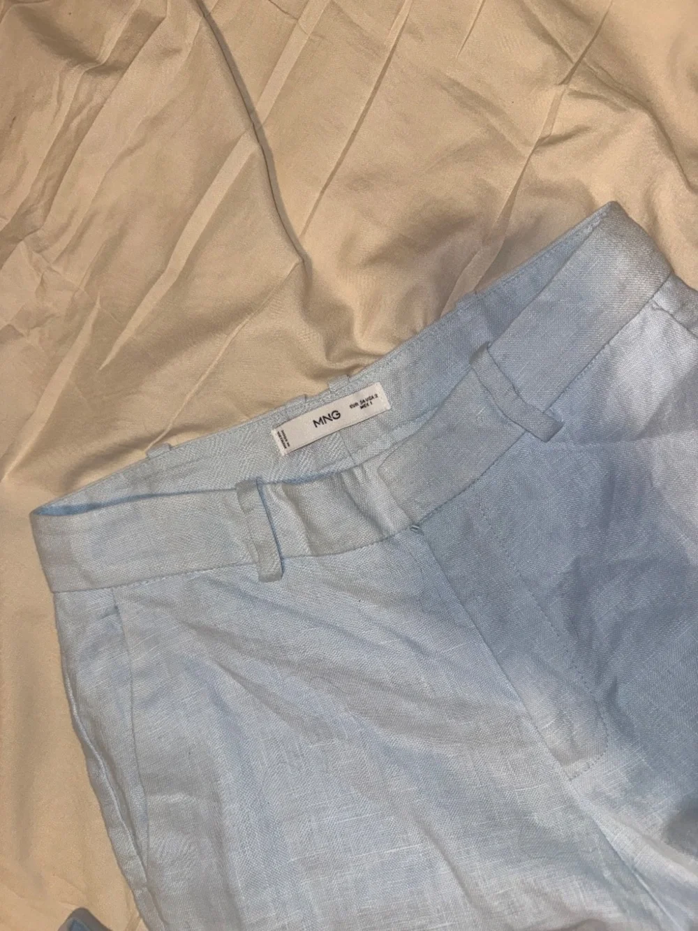 Mango Pale Blue Linen Vest & Tailored Pants Set XS / 2
